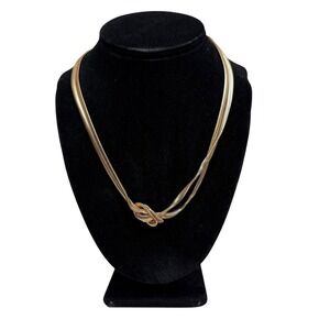 Time and Tru Gold Tone Snake Chain Necklace Knot Accent Adjustable 9.5 in L